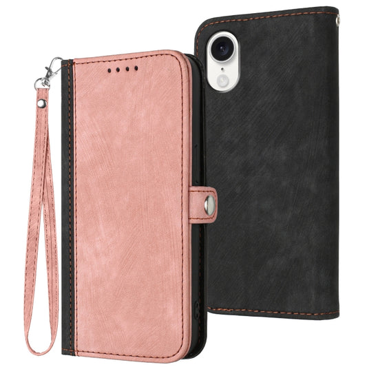 For iPhone SE 2024 Side Buckle Double Fold Hand Strap Leather Phone Case(Pink) - More iPhone Cases by PMC Jewellery | Online Shopping South Africa | PMC Jewellery | Buy Now Pay Later Mobicred