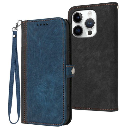 For iPhone 16 Pro Side Buckle Double Fold Hand Strap Leather Phone Case(Royal) - iPhone 16 Pro Cases by PMC Jewellery | Online Shopping South Africa | PMC Jewellery | Buy Now Pay Later Mobicred