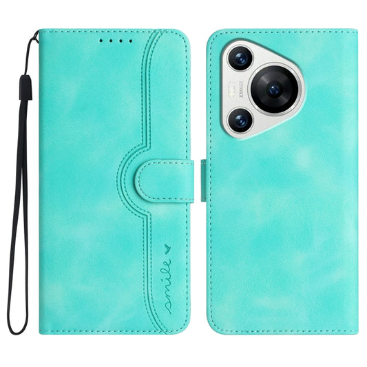 For Huawei Pura 70 Heart Pattern Skin Feel Leather Phone Case(Light Blue) - Huawei Cases by PMC Jewellery | Online Shopping South Africa | PMC Jewellery | Buy Now Pay Later Mobicred