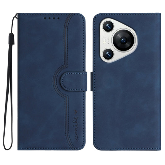 For Huawei Pura 70 Heart Pattern Skin Feel Leather Phone Case(Royal Blue) - Huawei Cases by PMC Jewellery | Online Shopping South Africa | PMC Jewellery | Buy Now Pay Later Mobicred