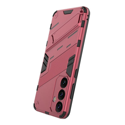 For Samsung Galaxy S24+ 5G Punk Armor 2 in 1 PC + TPU Shockproof Phone Case with Invisible Holder(Light Red) - Galaxy S24+ 5G Cases by PMC Jewellery | Online Shopping South Africa | PMC Jewellery