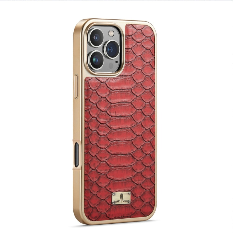 For iPhone 16 Pro Fierre Shann Python Texture Electroplating PU Phone Case(Red) - iPhone 16 Pro Cases by FIERRE SHANN | Online Shopping South Africa | PMC Jewellery | Buy Now Pay Later Mobicred