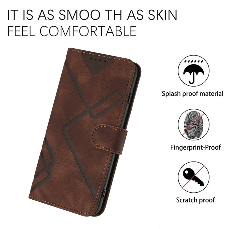 For iPhone SE 2024 Line Pattern Skin Feel Leather Phone Case(Coffee) - More iPhone Cases by PMC Jewellery | Online Shopping South Africa | PMC Jewellery | Buy Now Pay Later Mobicred