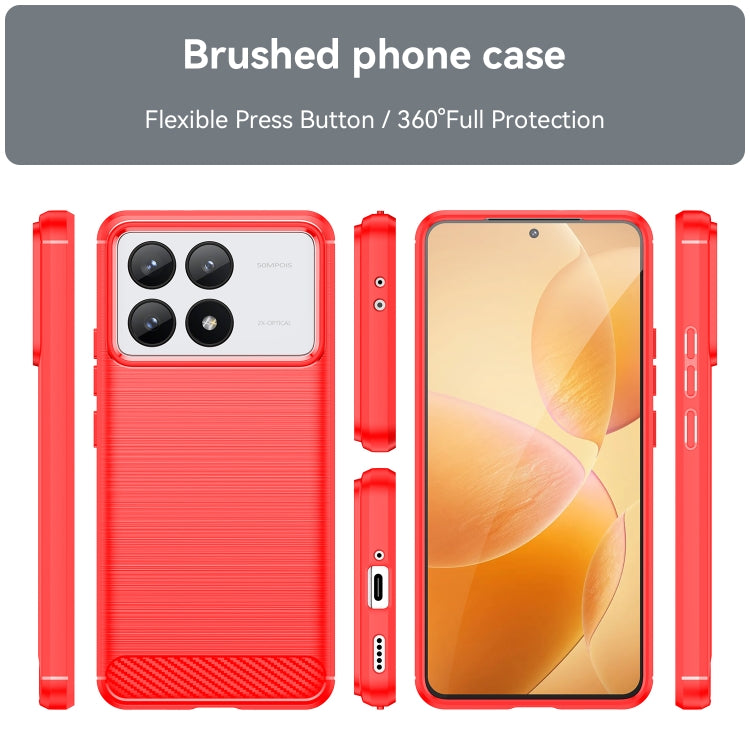 For Xiaomi Redmi K70 Pro Brushed Texture Carbon Fiber TPU Phone Case(Red) - K70 Pro Cases by PMC Jewellery | Online Shopping South Africa | PMC Jewellery | Buy Now Pay Later Mobicred