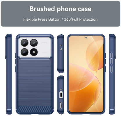 For Xiaomi Redmi K70 Pro Brushed Texture Carbon Fiber TPU Phone Case(Blue) - K70 Pro Cases by PMC Jewellery | Online Shopping South Africa | PMC Jewellery | Buy Now Pay Later Mobicred