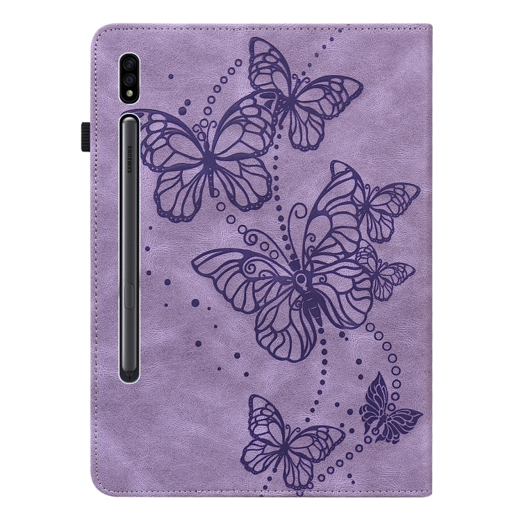 For Samsung Galaxy Tab S9 Embossed Butterfly Pattern Leather Tablet Case(Purple) - Galaxy Tab S9 Cases by PMC Jewellery | Online Shopping South Africa | PMC Jewellery | Buy Now Pay Later Mobicred