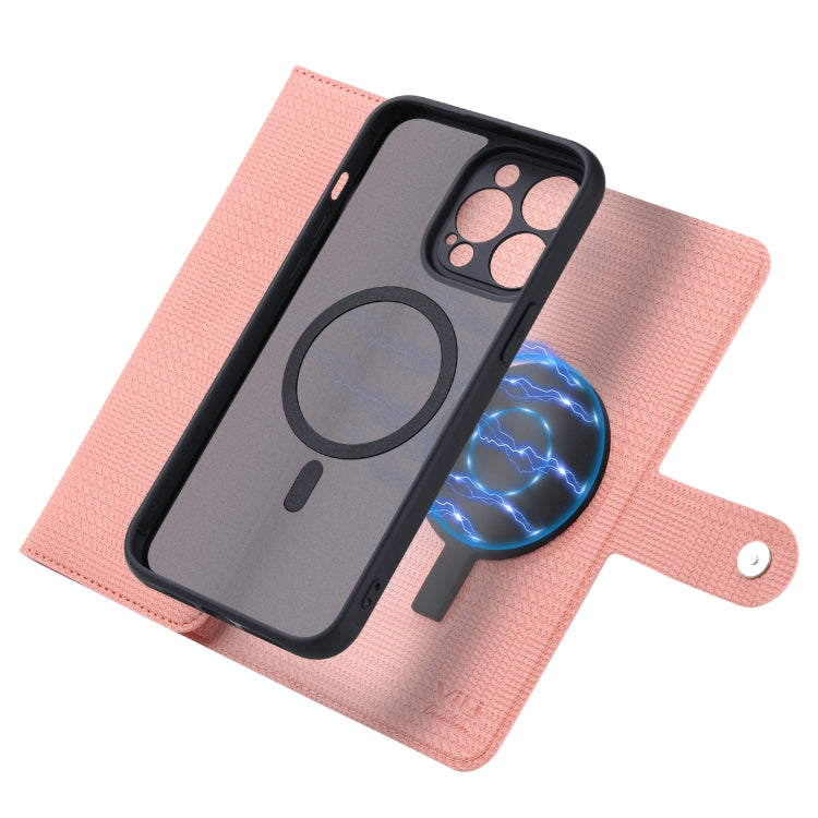 For iPhone 14 Plus ViLi GHB Series MagSafe Magnetic Zipper Leather Phone Case(Pink) - iPhone 14 Plus Cases by ViLi | Online Shopping South Africa | PMC Jewellery | Buy Now Pay Later Mobicred