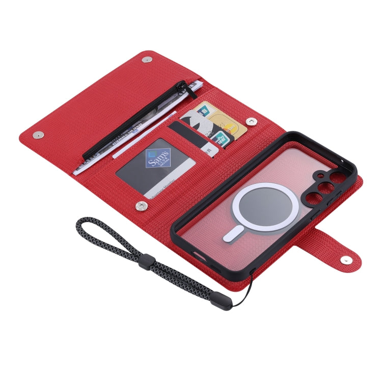 For Samsung Galaxy S23 FE 5G ViLi GHB Series MagSafe Magnetic Zipper Leather Phone Case(Red) - Galaxy S23 FE 5G Cases by ViLi | Online Shopping South Africa | PMC Jewellery | Buy Now Pay Later Mobicred