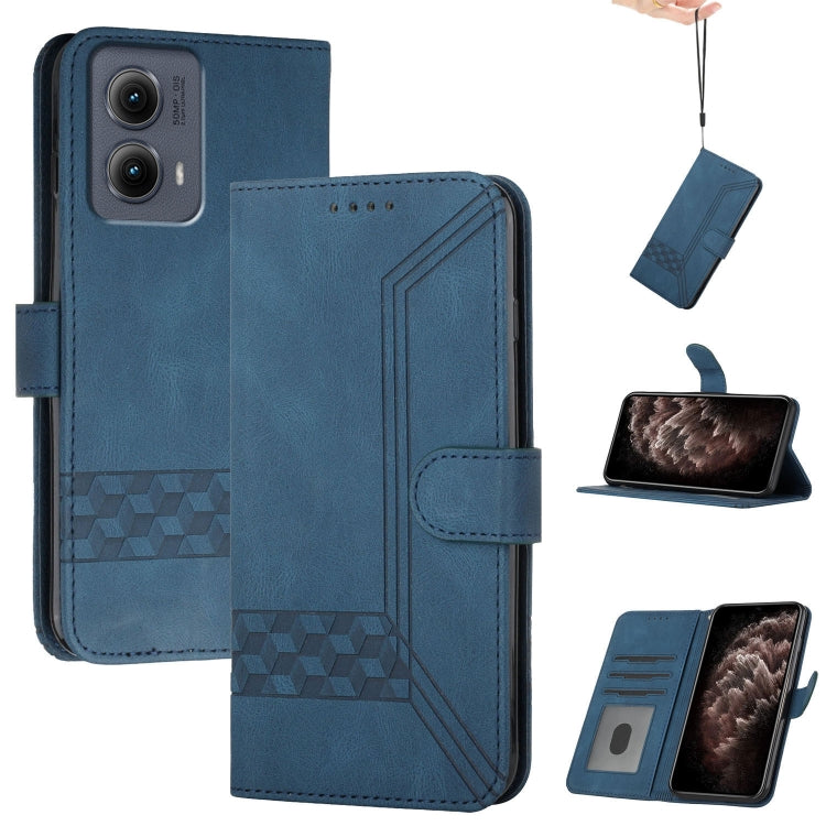 For Motorola Edge 5G 2024 Cubic Skin Feel Flip Leather Phone Case(Blue) - Motorola Cases by PMC Jewellery | Online Shopping South Africa | PMC Jewellery | Buy Now Pay Later Mobicred