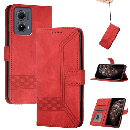 For Motorola Edge 5G 2024 Cubic Skin Feel Flip Leather Phone Case(Red) - Motorola Cases by PMC Jewellery | Online Shopping South Africa | PMC Jewellery | Buy Now Pay Later Mobicred