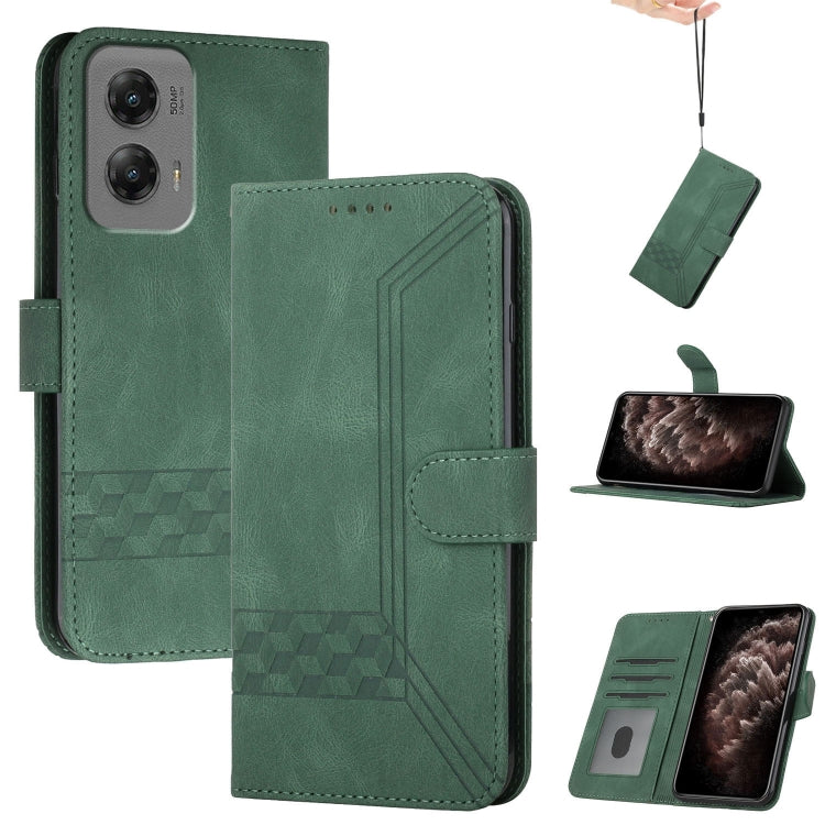 For Motorola Moto G Stylus 5G 2024 Cubic Skin Feel Flip Leather Phone Case(Green) - Motorola Cases by PMC Jewellery | Online Shopping South Africa | PMC Jewellery | Buy Now Pay Later Mobicred