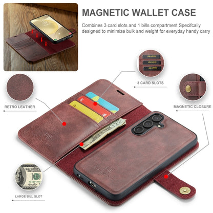 For Samsung Galaxy S24+ 5G DG.MING Crazy Horse Texture Detachable Magnetic Leather Case(Red) - Galaxy S24+ 5G Cases by DG.MING | Online Shopping South Africa | PMC Jewellery | Buy Now Pay Later Mobicred