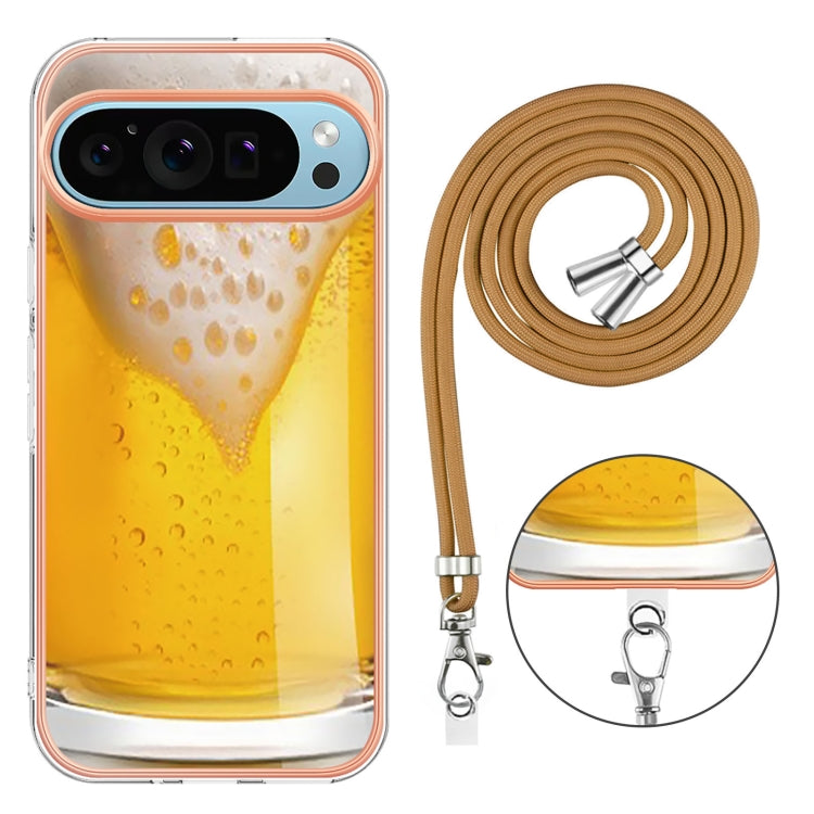 For Google Pixel 9 / 9 Pro Electroplating Dual-side IMD Phone Case with Lanyard(Draft Beer) - Google Cases by PMC Jewellery | Online Shopping South Africa | PMC Jewellery | Buy Now Pay Later Mobicred