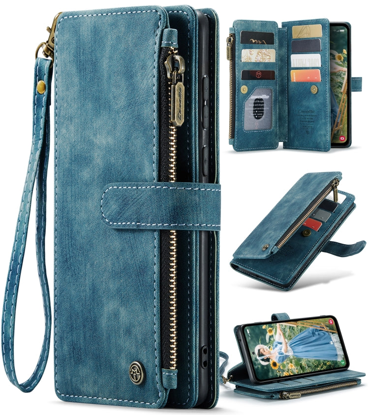 For Samsung Galaxy S23 FE CaseMe C30 Card Slots Zipper Wallet Leather Phone Case(Blue) - Galaxy S23 FE 5G Cases by CaseMe | Online Shopping South Africa | PMC Jewellery | Buy Now Pay Later Mobicred