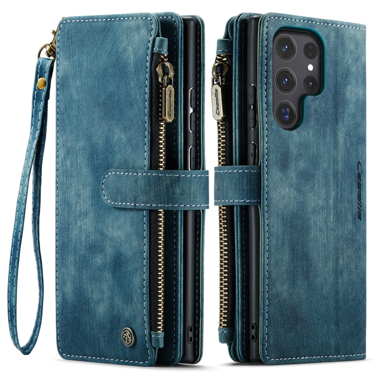 For Samsung Galaxy S24 Ultra 5G CaseMe C30 Card Slots Zipper Wallet Leather Phone Case(Blue) - Galaxy S24 Ultra 5G Cases by CaseMe | Online Shopping South Africa | PMC Jewellery