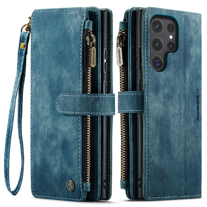 For Samsung Galaxy S24 Ultra 5G CaseMe C30 Card Slots Zipper Wallet Leather Phone Case(Blue) - Galaxy S24 Ultra 5G Cases by CaseMe | Online Shopping South Africa | PMC Jewellery