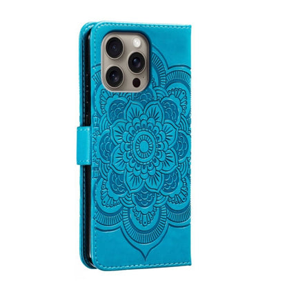 For iPhone 16 Pro Max Mandala Embossing Pattern Horizontal Flip Leather Phone Case(Blue) - iPhone 16 Pro Max Cases by PMC Jewellery | Online Shopping South Africa | PMC Jewellery | Buy Now Pay Later Mobicred