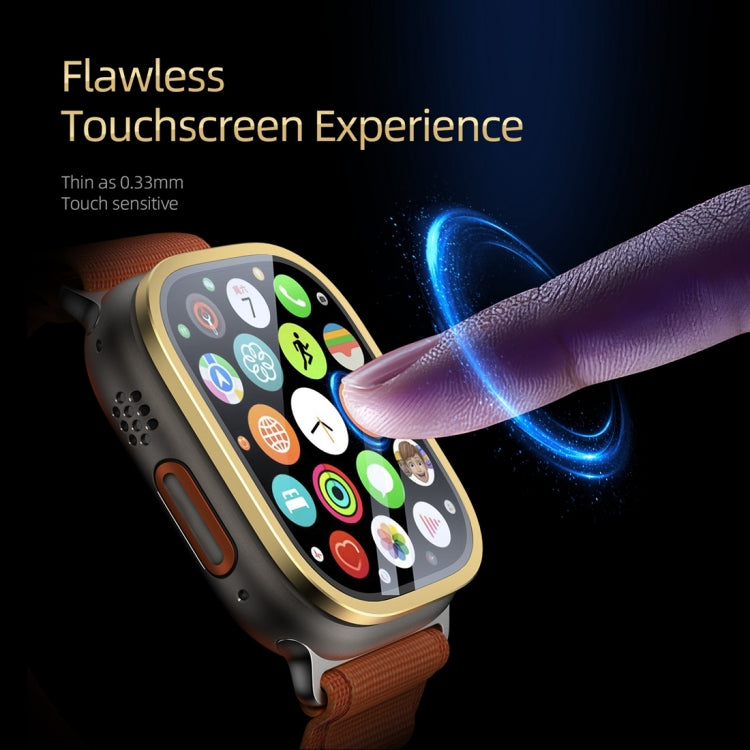 For Apple Watch Ultra 49mm / Ultra 2 49mm DUX DUCIS 2 in 1 Aluminum Alloy Frame Tempered Glass Screen Protector(Gold) - Others by DUX DUCIS | Online Shopping South Africa | PMC Jewellery | Buy Now Pay Later Mobicred