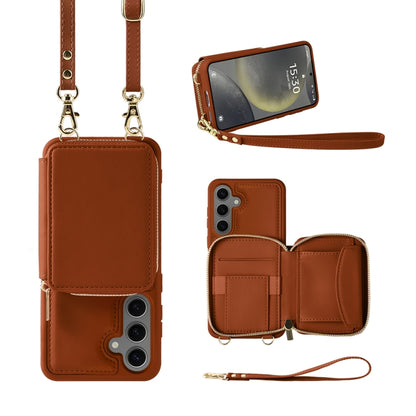 For Samsung Galaxy S24+ 5G Multifunctional Zipper Wallet RFID Phone Leather Case(Brown) - Galaxy S24+ 5G Cases by PMC Jewellery | Online Shopping South Africa | PMC Jewellery | Buy Now Pay Later Mobicred