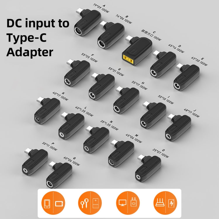 100W Q 6.0X0.6mm Female to USB-C/Type-C Male Plug Charging Adapter - Universal Power Adapter by PMC Jewellery | Online Shopping South Africa | PMC Jewellery | Buy Now Pay Later Mobicred