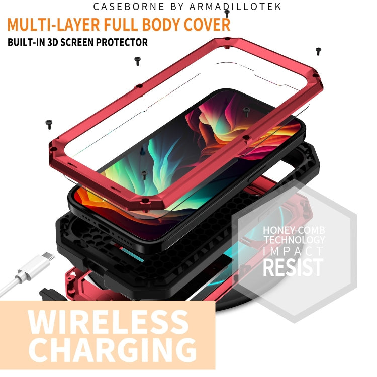 For iPhone 15 Pro Max R-JUST Sliding Camera Life Waterproof Holder Phone Case(Red) - iPhone 15 Pro Max Cases by R-JUST | Online Shopping South Africa | PMC Jewellery