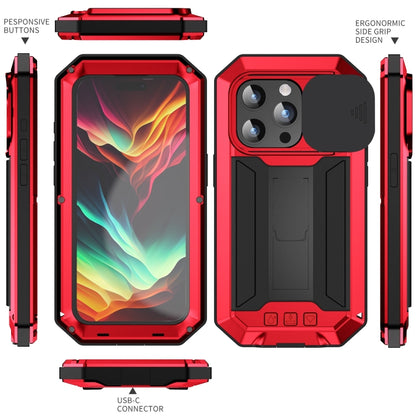 For iPhone 15 Pro R-JUST Sliding Camera Life Waterproof Holder Phone Case(Red) - iPhone 15 Pro Cases by R-JUST | Online Shopping South Africa | PMC Jewellery