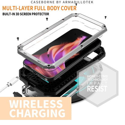 For iPhone 15 Plus R-JUST Sliding Camera Life Waterproof Holder Phone Case(Silver) - iPhone 15 Plus Cases by R-JUST | Online Shopping South Africa | PMC Jewellery