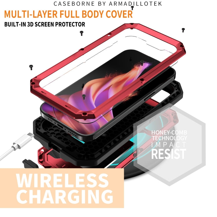 For iPhone 15 R-JUST Sliding Camera Life Waterproof Holder Phone Case(Red) - iPhone 15 Cases by R-JUST | Online Shopping South Africa | PMC Jewellery