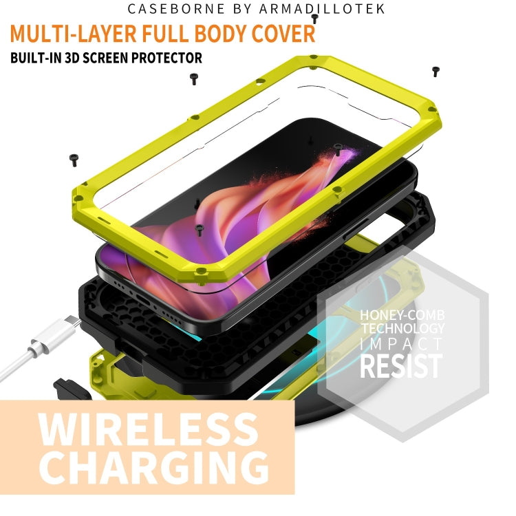 For iPhone 15 R-JUST Sliding Camera Life Waterproof Holder Phone Case(Yellow) - iPhone 15 Cases by R-JUST | Online Shopping South Africa | PMC Jewellery