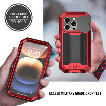 For iPhone 16 Pro Max R-JUST Sliding Camera IP54 Life Waterproof Holder Phone Case(Red) - iPhone 16 Pro Max Cases by R-JUST | Online Shopping South Africa | PMC Jewellery | Buy Now Pay Later Mobicred