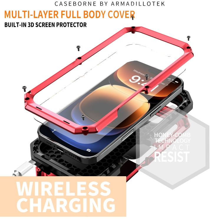 For iPhone 16 Pro Max R-JUST Sliding Camera IP54 Life Waterproof Holder Phone Case(Red) - iPhone 16 Pro Max Cases by R-JUST | Online Shopping South Africa | PMC Jewellery | Buy Now Pay Later Mobicred