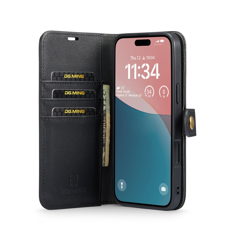 For iPhone 16 Plus DG.MING Crazy Horse Texture Detachable Magnetic Leather Phone Case(Black) - iPhone 16 Plus Cases by DG.MING | Online Shopping South Africa | PMC Jewellery | Buy Now Pay Later Mobicred