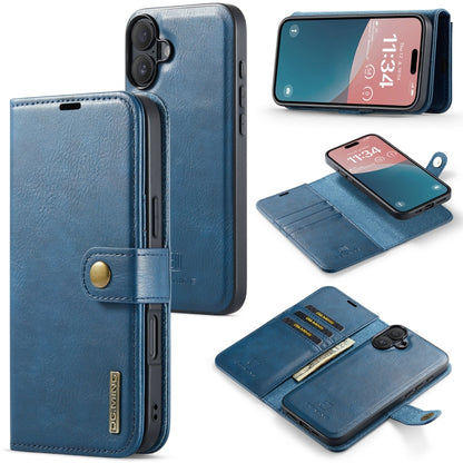 For iPhone 16 DG.MING Crazy Horse Texture Detachable Magnetic Leather Phone Case(Blue) - iPhone 16 Cases by DG.MING | Online Shopping South Africa | PMC Jewellery | Buy Now Pay Later Mobicred