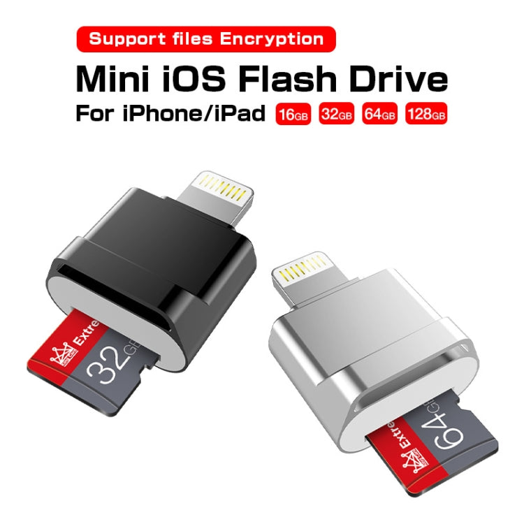 MicroDrive 8pin To TF Card Adapter Mini iPhone & iPad TF Card Reader, Capacity:128GB(Silver) -  by MICRODRIVE | Online Shopping South Africa | PMC Jewellery | Buy Now Pay Later Mobicred