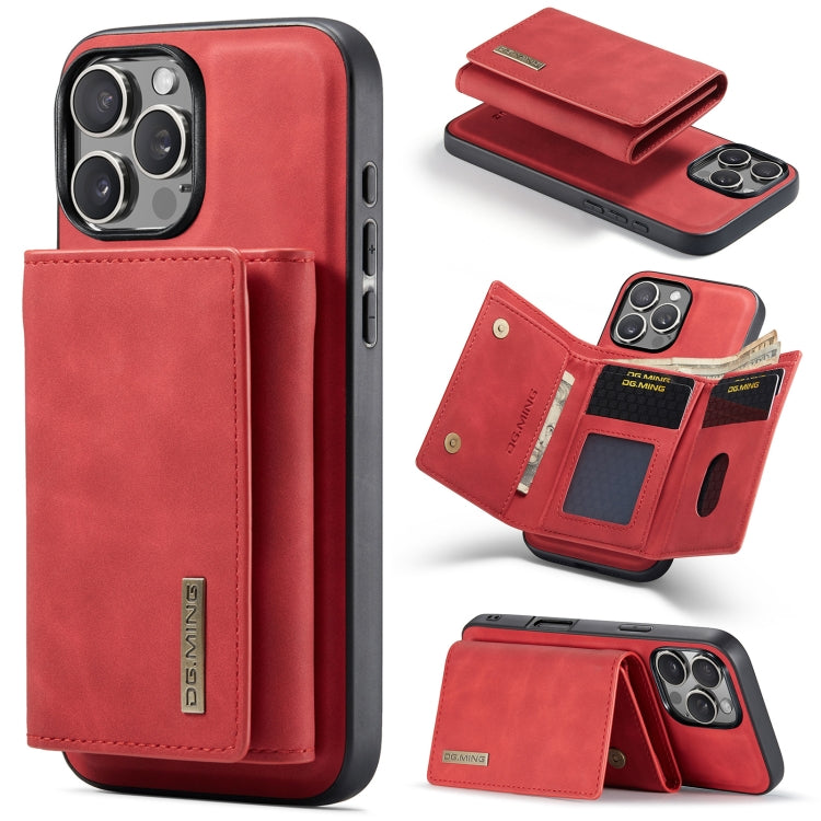 For iPhone 16 Pro Max DG.MING M1 Series 3-Fold Multi Card Wallet Leather Phone Case(Red) - iPhone 16 Pro Max Cases by DG.MING | Online Shopping South Africa | PMC Jewellery | Buy Now Pay Later Mobicred