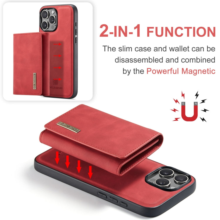 For iPhone 16 Pro Max DG.MING M1 Series 3-Fold Multi Card Wallet Leather Phone Case(Red) - iPhone 16 Pro Max Cases by DG.MING | Online Shopping South Africa | PMC Jewellery | Buy Now Pay Later Mobicred