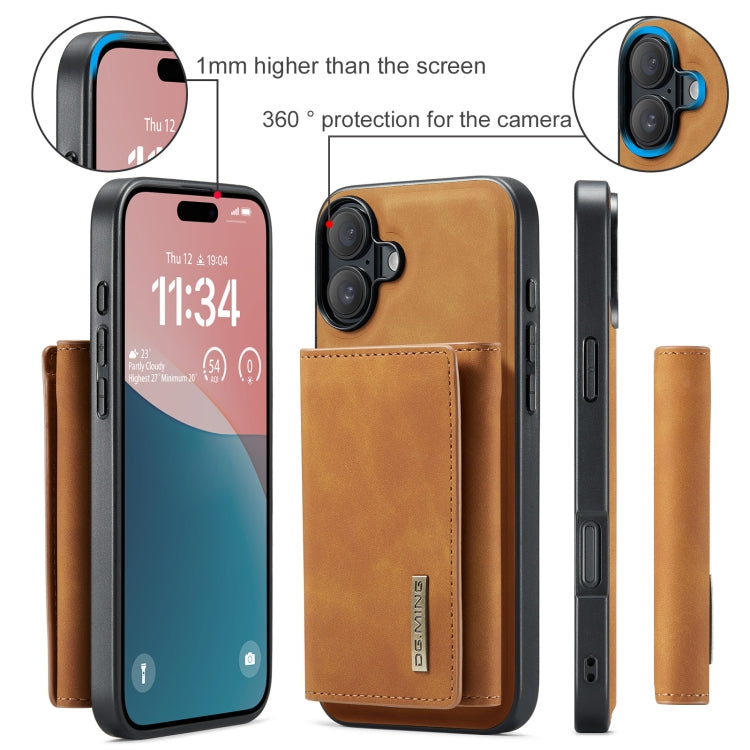 For iPhone 16 Plus DG.MING M1 Series 3-Fold Multi Card Wallet Leather Phone Case(Brown) - iPhone 16 Plus Cases by DG.MING | Online Shopping South Africa | PMC Jewellery | Buy Now Pay Later Mobicred