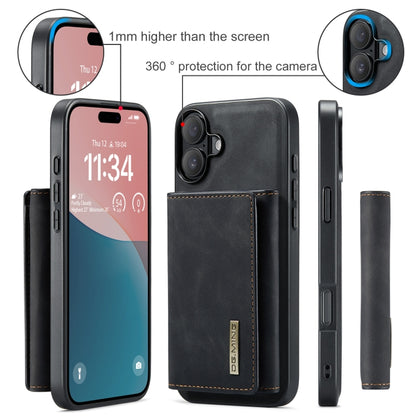 For iPhone 16 DG.MING M1 Series 3-Fold Multi Card Wallet Leather Phone Case(Black) - iPhone 16 Cases by DG.MING | Online Shopping South Africa | PMC Jewellery | Buy Now Pay Later Mobicred