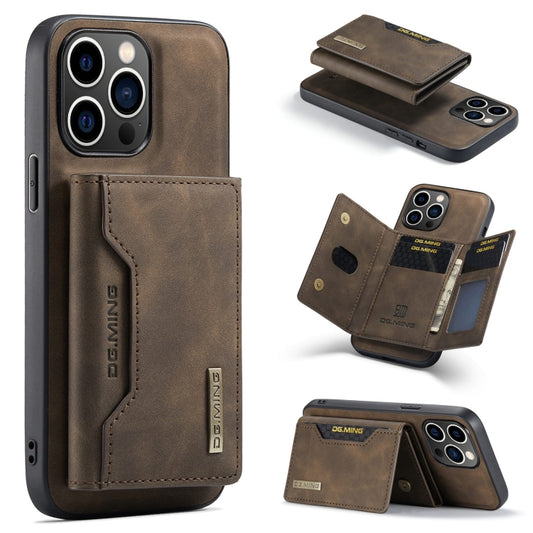 For iPhone 15 Pro DG.MING M2 Series 3-Fold Card Bag Wallet Leather Phone Case(Coffee) - iPhone 15 Pro Cases by DG.MING | Online Shopping South Africa | PMC Jewellery