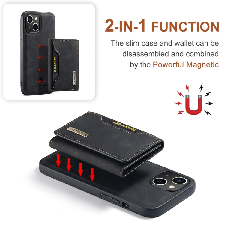 For iPhone 15 Plus DG.MING M2 Series 3-Fold Card Bag Wallet Leather Phone Case(Black) - iPhone 15 Plus Cases by DG.MING | Online Shopping South Africa | PMC Jewellery | Buy Now Pay Later Mobicred