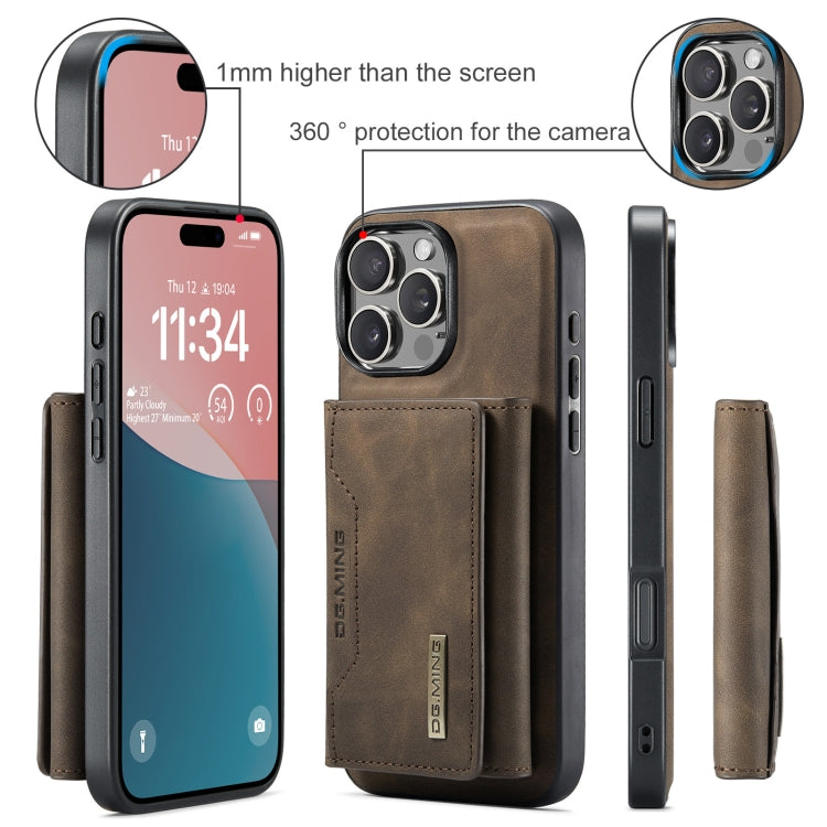 For iPhone 16 Pro DG.MING M2 Series 3-Fold Card Bag Wallet Leather Phone Case(Coffee) - iPhone 16 Pro Cases by DG.MING | Online Shopping South Africa | PMC Jewellery | Buy Now Pay Later Mobicred