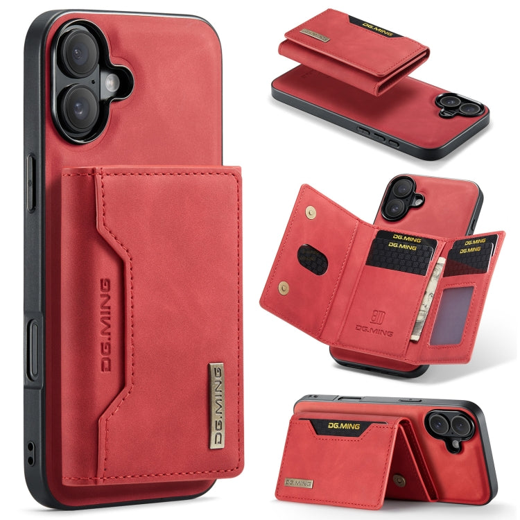 For iPhone 16 Plus DG.MING M2 Series 3-Fold Card Bag Wallet Leather Phone Case(Red) - iPhone 16 Plus Cases by DG.MING | Online Shopping South Africa | PMC Jewellery | Buy Now Pay Later Mobicred