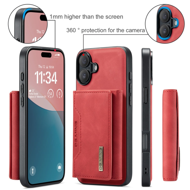 For iPhone 16 Plus DG.MING M2 Series 3-Fold Card Bag Wallet Leather Phone Case(Red) - iPhone 16 Plus Cases by DG.MING | Online Shopping South Africa | PMC Jewellery | Buy Now Pay Later Mobicred