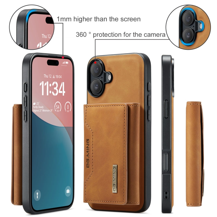 For iPhone 16 DG.MING M2 Series 3-Fold Card Bag Wallet Leather Phone Case(Brown) - iPhone 16 Cases by DG.MING | Online Shopping South Africa | PMC Jewellery | Buy Now Pay Later Mobicred