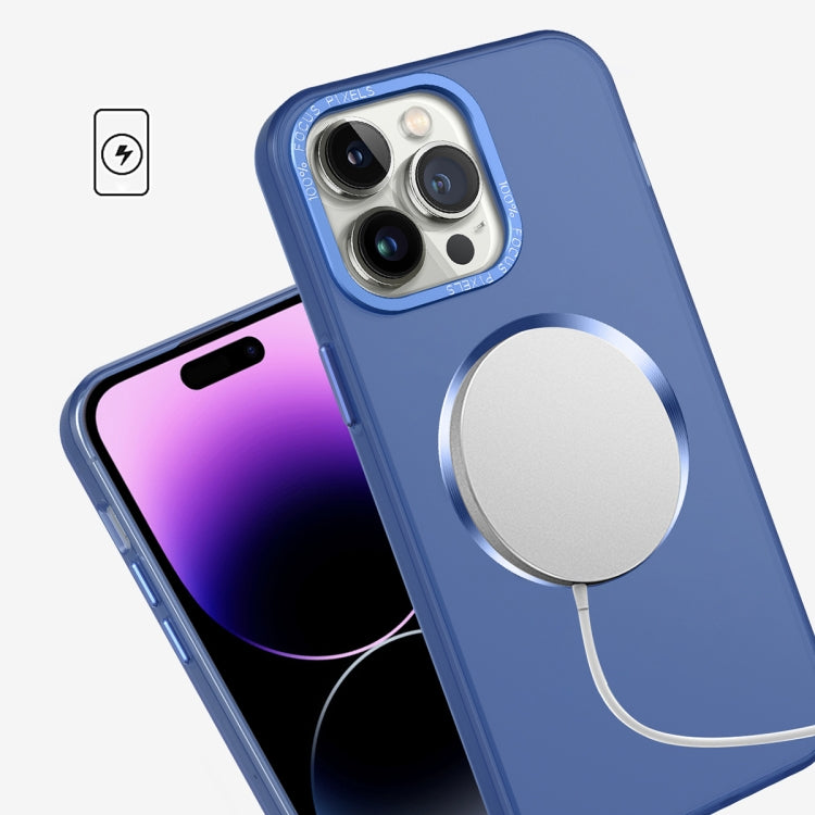 For iPhone 14 CD Texture MagSafe Frosted Translucent Phone Case(Royal Blue) - iPhone 14 Cases by PMC Jewellery | Online Shopping South Africa | PMC Jewellery