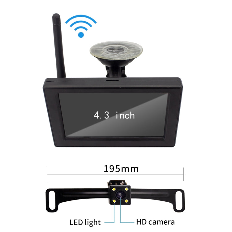 PZ703 422A-W Car 4.3 inch Desktop Rearview Monitor Built-in Wireless Reversing Image - Rear View Cameras by PMC Jewellery | Online Shopping South Africa | PMC Jewellery | Buy Now Pay Later Mobicred