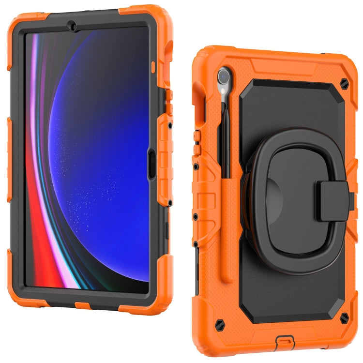 For Samsung Galaxy Tab S9 D Type Silicone Hybrid PC Tablet Case with Handle Holder(Orange) - Galaxy Tab S9 Cases by PMC Jewellery | Online Shopping South Africa | PMC Jewellery | Buy Now Pay Later Mobicred