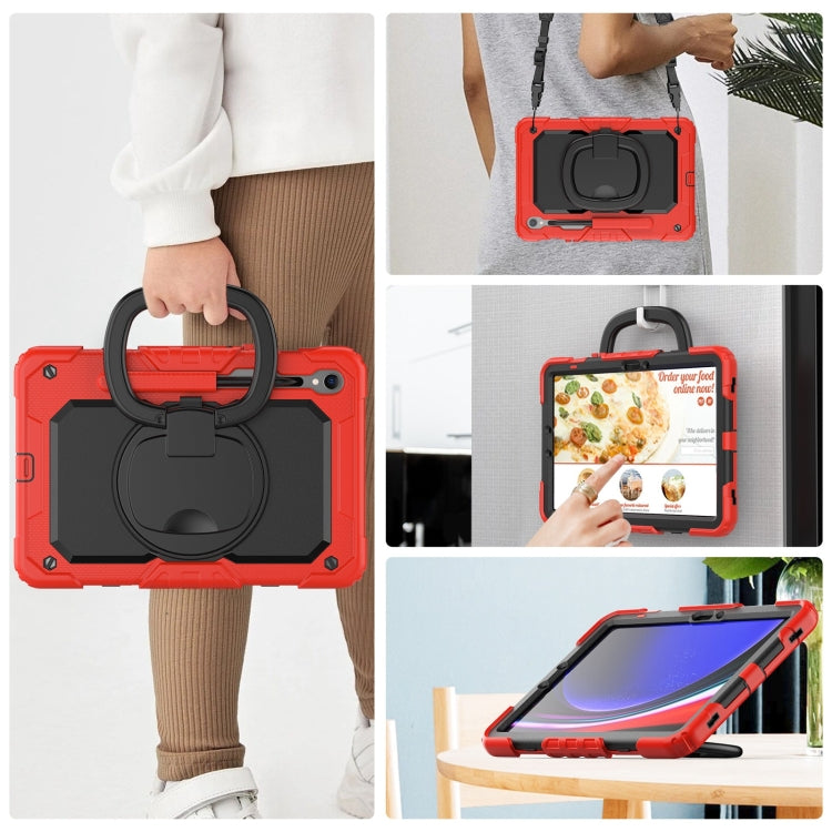 For Samsung Galaxy Tab S9 D Type Silicone Hybrid PC Tablet Case with Handle Holder(Red) - Galaxy Tab S9 Cases by PMC Jewellery | Online Shopping South Africa | PMC Jewellery | Buy Now Pay Later Mobicred