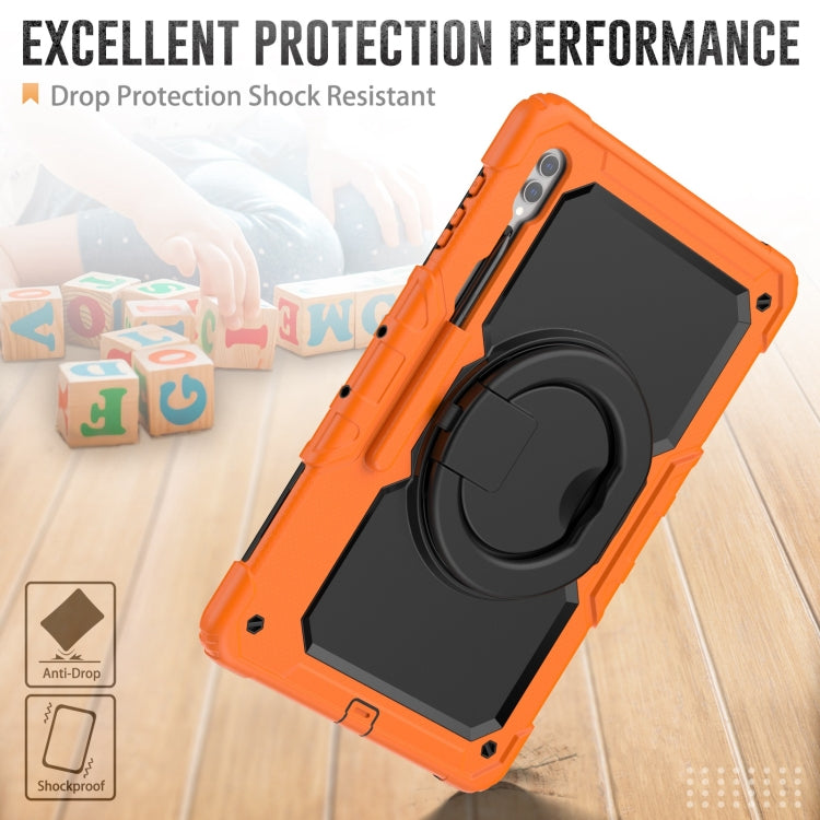 For Samsung Galaxy Tab S10 Ultra D Type Silicone Hybrid PC Tablet Case with Handle Holder(Orange) - Galaxy Tab S9 Ultra Cases by PMC Jewellery | Online Shopping South Africa | PMC Jewellery | Buy Now Pay Later Mobicred