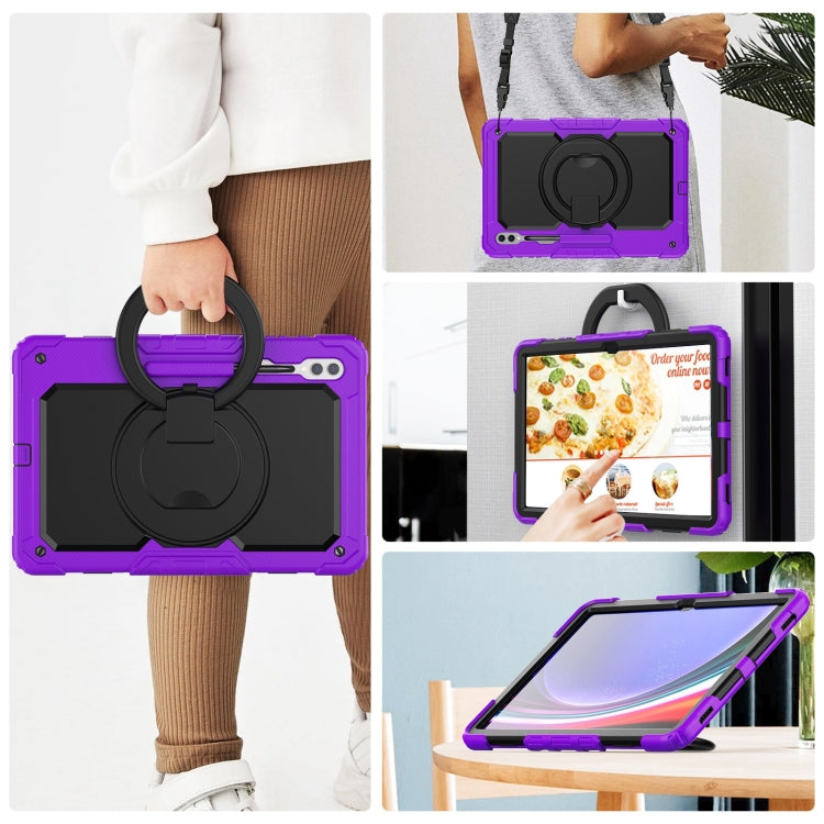 For Samsung Galaxy Tab S10 Ultra D Type Silicone Hybrid PC Tablet Case with Handle Holder(Purple) - Galaxy Tab S9 Ultra Cases by PMC Jewellery | Online Shopping South Africa | PMC Jewellery | Buy Now Pay Later Mobicred